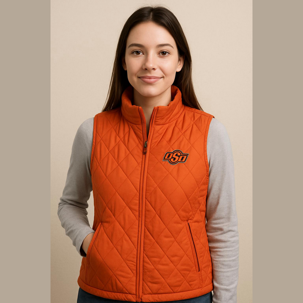 OSU Oklahoma State Orange Quilted Vest